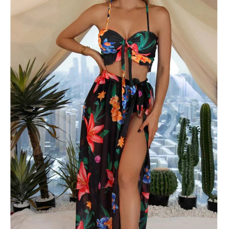 Ade Vrouwen Comfortabele Mode Bloemenprint Zomer 3-Delige Set