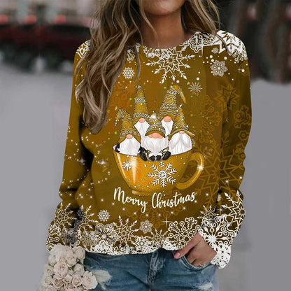 Zorana - Warme trui met ronde hals en Merry Christmas print voor dames