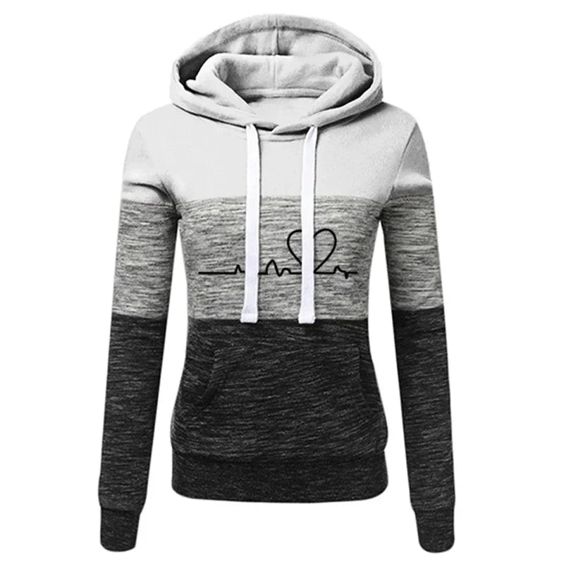 Monica - Slim-fit hoodie met hart- en beatprint voor dames