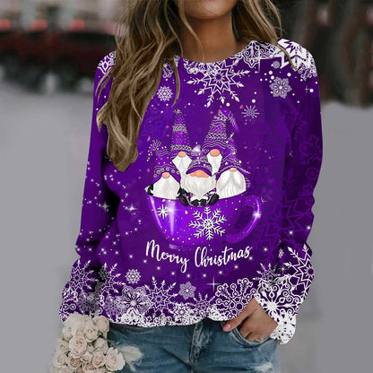 Zorana - Warme trui met ronde hals en Merry Christmas print voor dames