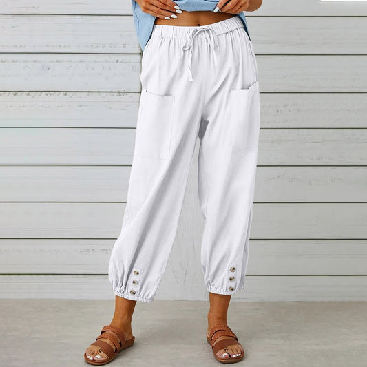 Elda broek - Linnen capribroek voor dames voor ontspannen comfort in een loszittende stijl