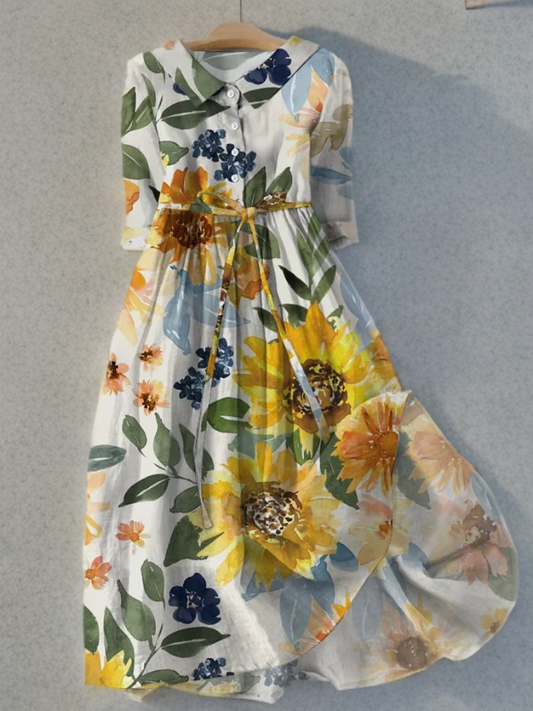 Siela Vintage jurk met bloemenpatroon en stropdassen