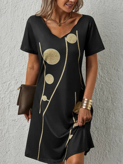 Suki casual gebreide jurk met Vhals en korte mouwen