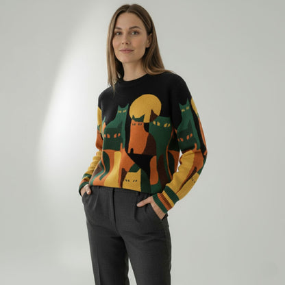 Amélie | Unisex trui met kattenmotief, chic en comfortabel