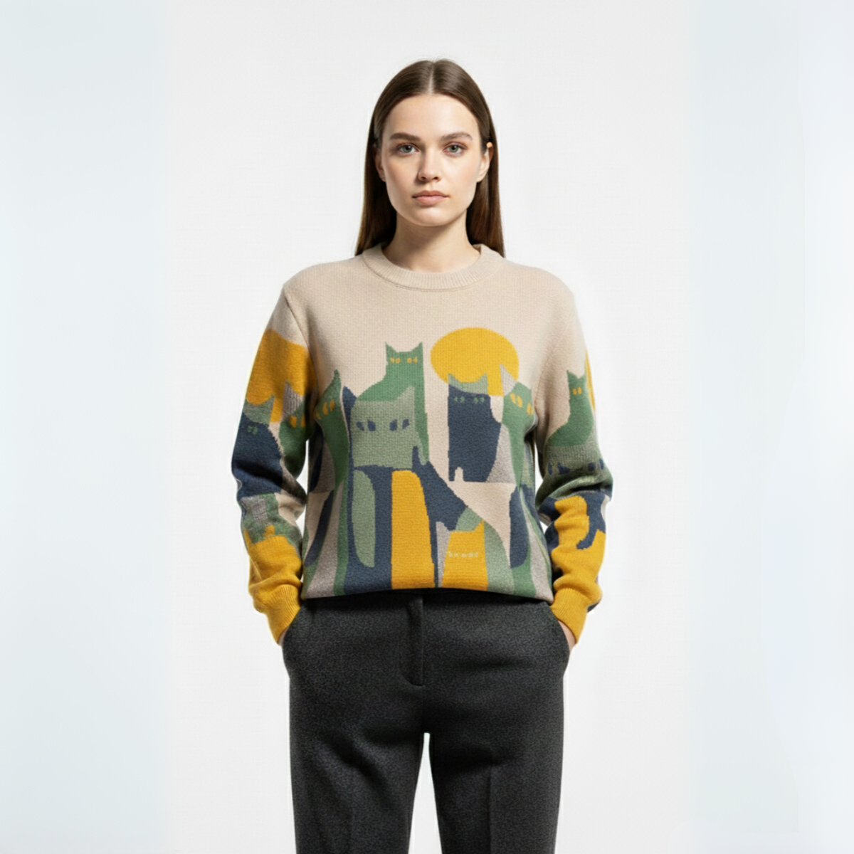 Amélie | Unisex trui met kattenmotief, chic en comfortabel