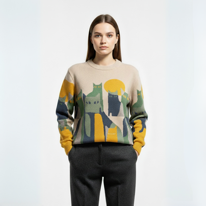 Amélie | Unisex trui met kattenmotief, chic en comfortabel