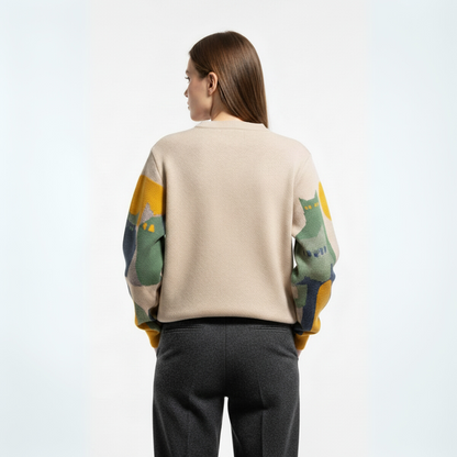Amélie | Unisex trui met kattenmotief, chic en comfortabel