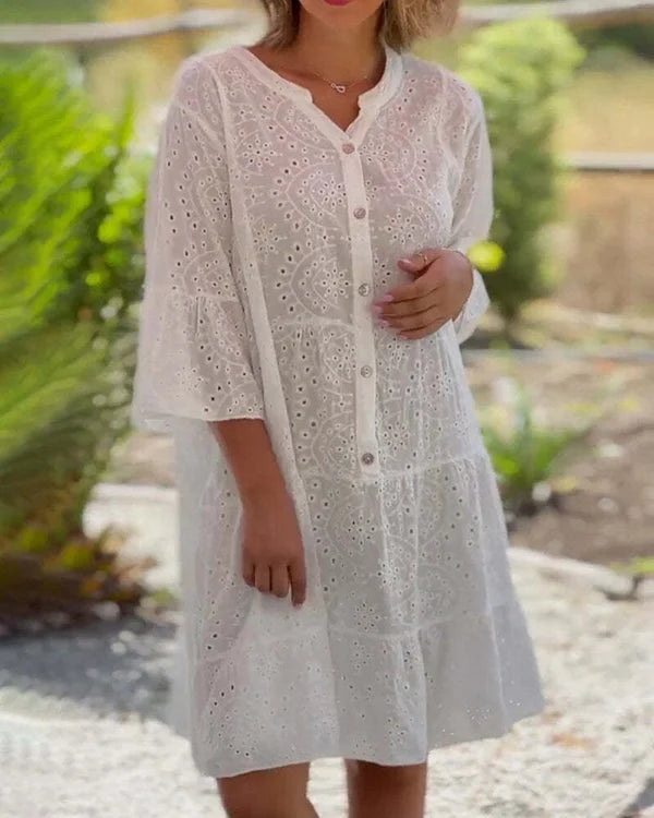 Sylvia Feestjurk in effen kant met volants