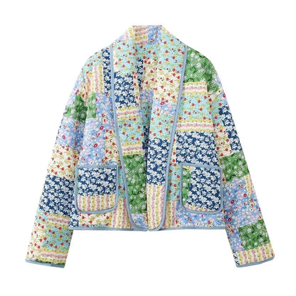Vintage gebloemd patchwork damesjack