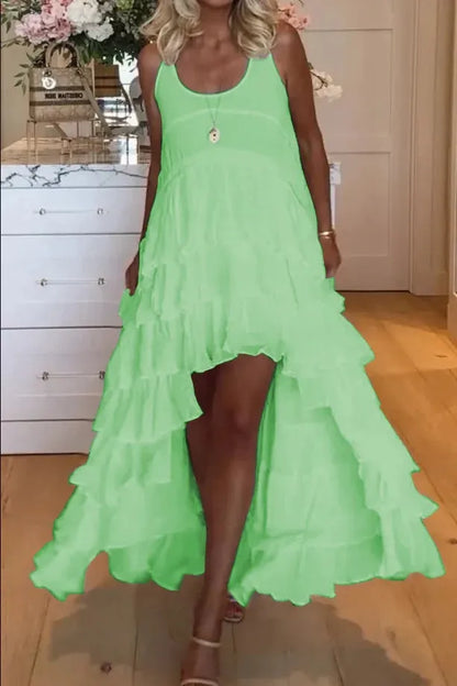 Tabitha Schattige jurk met ruches voor dames, kort van voren en lang van achteren