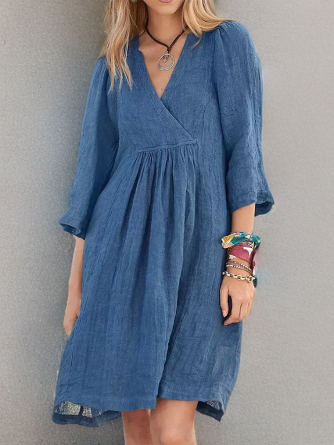 Tahlia Katoenen linnen jurk met plooien