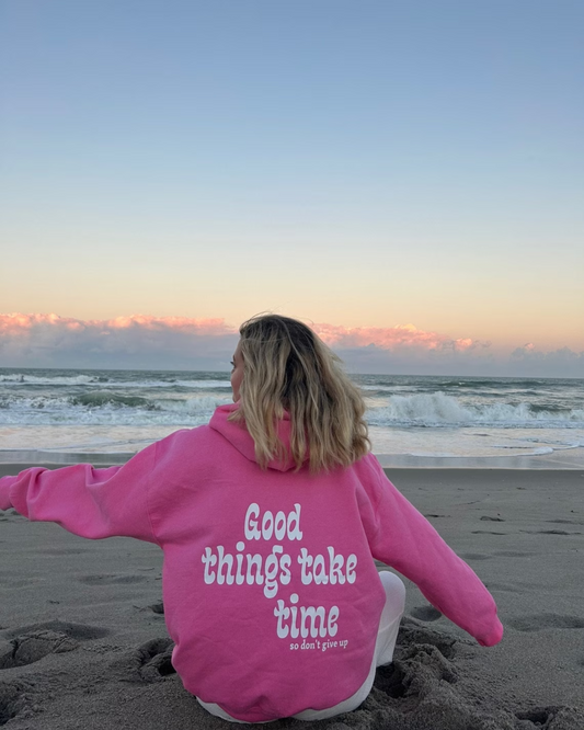 Sharon | Casual oversized hoodie met Good Things Take Time print - ideaal voor herfst/winter