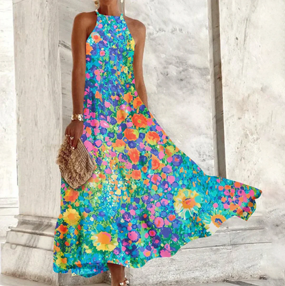 Vera Mouwloze maxi jurk met halter