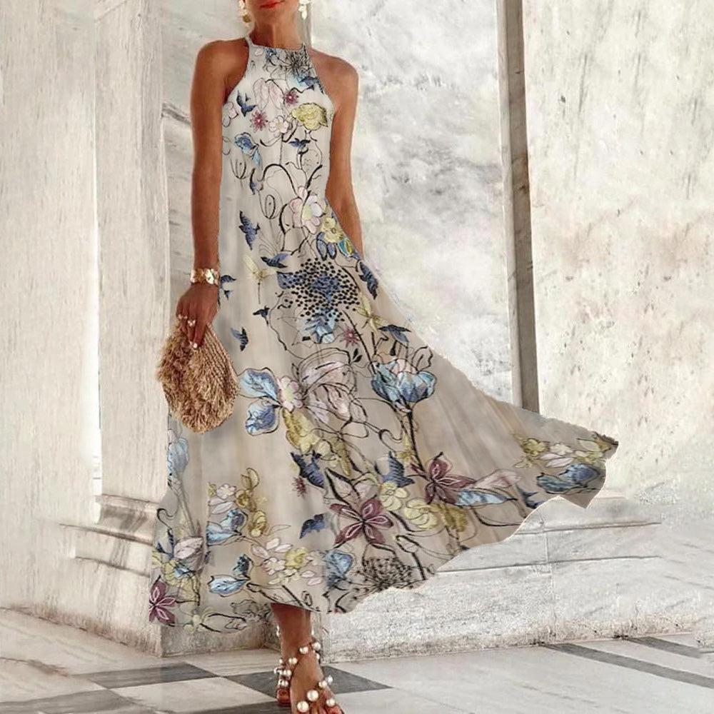 Vera Mouwloze maxi jurk met halter