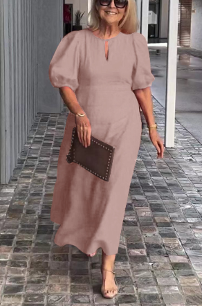 Verity Effen jurk van katoen en linnen