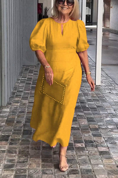 Verity Effen jurk van katoen en linnen