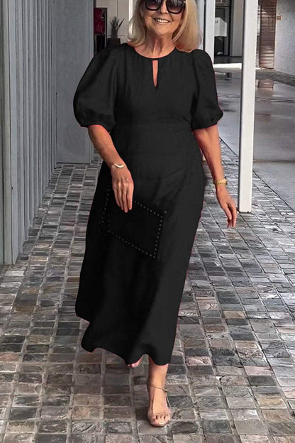 Verity Effen jurk van katoen en linnen