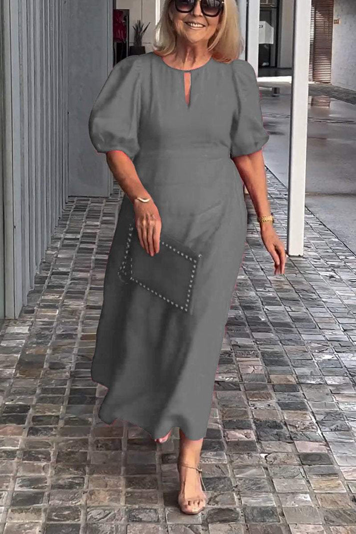 Verity Effen jurk van katoen en linnen