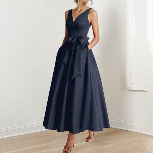 Vissie Vintage gladde mouwloze maxi jurk