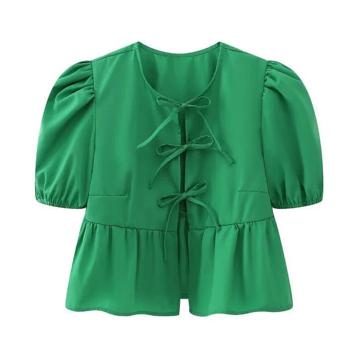 Zomerse Blouse Top - Luchtig & Elegant - Delicate Knoopsluiting, Ademend Katoen - Perfect voor Warme Dagen