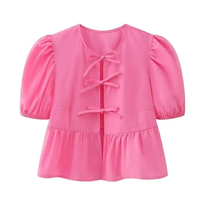 Zomerse Blouse Top - Luchtig & Elegant - Delicate Knoopsluiting, Ademend Katoen - Perfect voor Warme Dagen