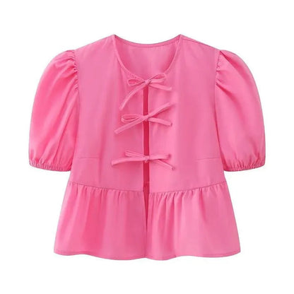 Zomerse Blouse Top - Luchtig & Elegant - Delicate Knoopsluiting, Ademend Katoen - Perfect voor Warme Dagen