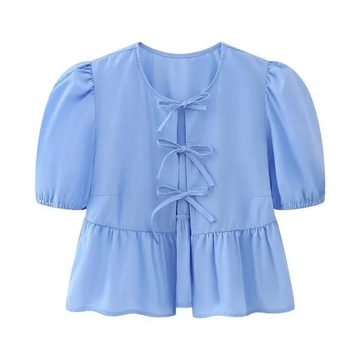 Zomerse Blouse Top - Luchtig & Elegant - Delicate Knoopsluiting, Ademend Katoen - Perfect voor Warme Dagen