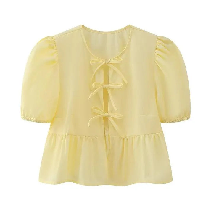 Zomerse Blouse Top - Luchtig & Elegant - Delicate Knoopsluiting, Ademend Katoen - Perfect voor Warme Dagen