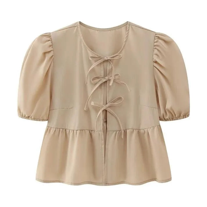 Zomerse Blouse Top - Luchtig & Elegant - Delicate Knoopsluiting, Ademend Katoen - Perfect voor Warme Dagen