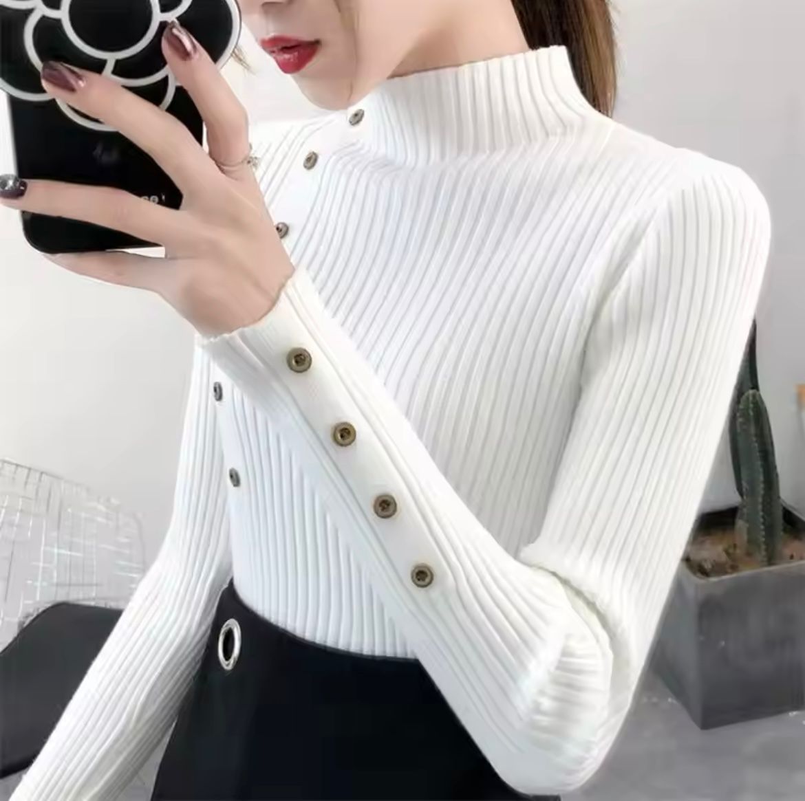 Zoan Trui | Vrouwen Turtleneck Knopen Trui