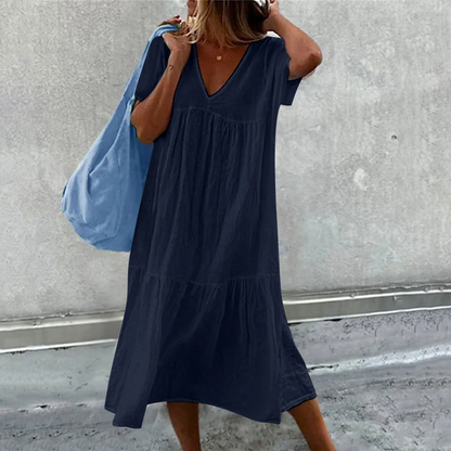 Wylla Dames casual Vhals jurk met effen clutch tasje