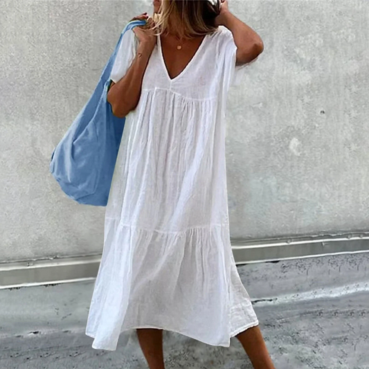 Wylla Dames casual Vhals jurk met effen clutch tasje