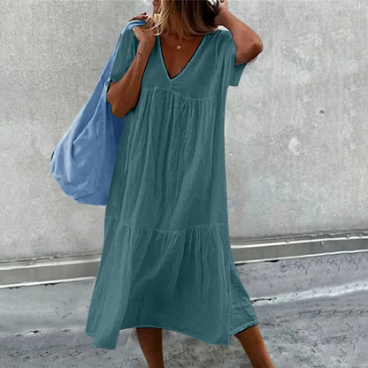Wylla Dames casual Vhals jurk met effen clutch tasje