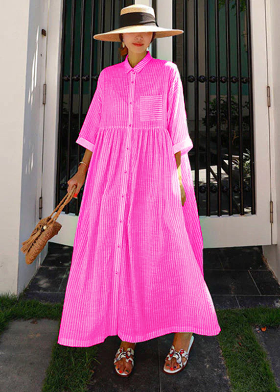 Ylonna Geruite maxi jurk met revers en knopen