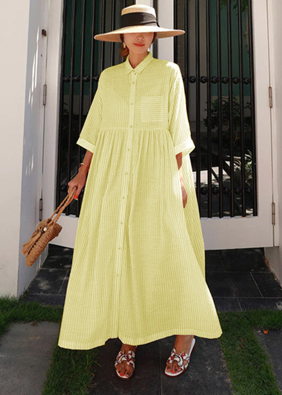 Ylonna Geruite maxi jurk met revers en knopen