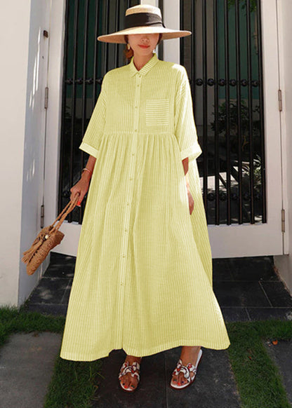 Ylonna Geruite maxi jurk met revers en knopen