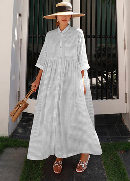 Ylonna Geruite maxi jurk met revers en knopen