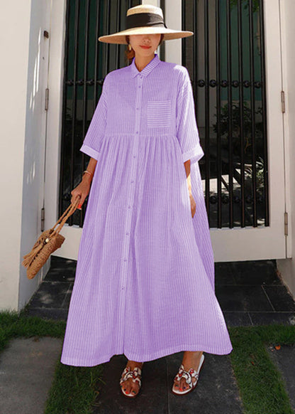 Ylonna Geruite maxi jurk met revers en knopen