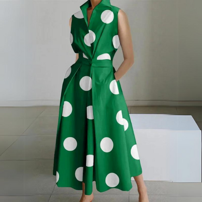 Zelda - Mouwloze Polka-dot Midi Jurk