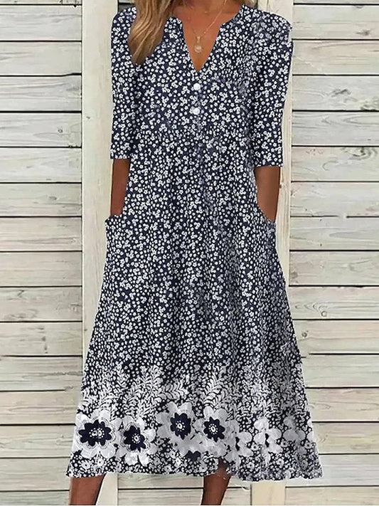 Zia Casual jurk met halve mouwen, bloemenprint en sweetheart halslijn