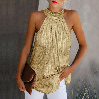 Sandra – Metallic Halter Top Voor Dames – Elegant & Modern