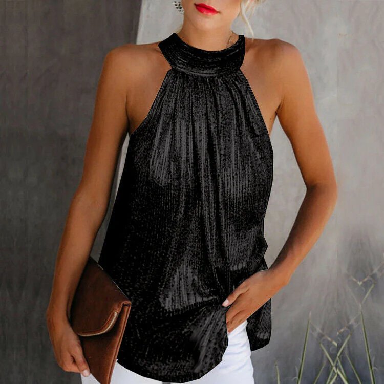 Sandra – Metallic Halter Top Voor Dames – Elegant & Modern