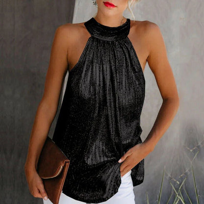 Sandra – Metallic Halter Top Voor Dames – Elegant & Modern