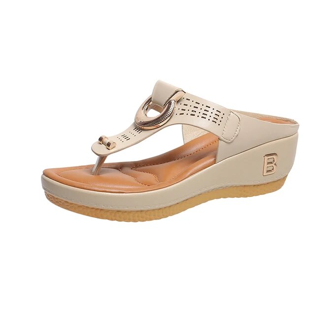 ADELAIDE | Leren Wedge Sandalen