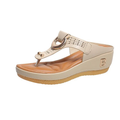 ADELAIDE | Leren Wedge Sandalen