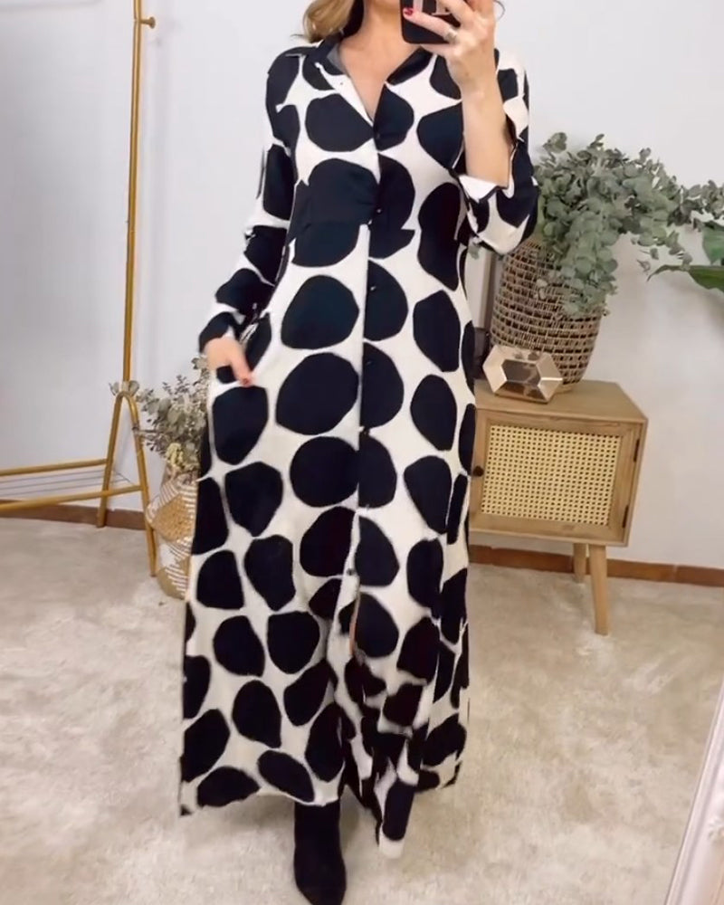 A-lijn Jurk - Eenvoudig - Katoenmengsel met Geometrische Print - Perfect voor Lente en Herfst