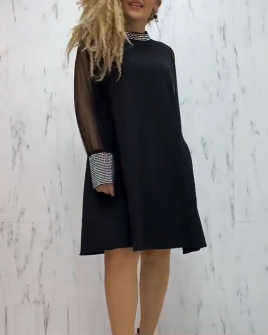 A-lijn Jurk - Elegant - Effen kleur, Doorschijnend, 5% Spandex, 95% Polyester - Perfect voor Lente en Herfst