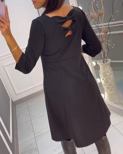A-lijn Jurk - Elegant - Katoenmix met Strik - Perfect voor Lente, Herfst en Winter