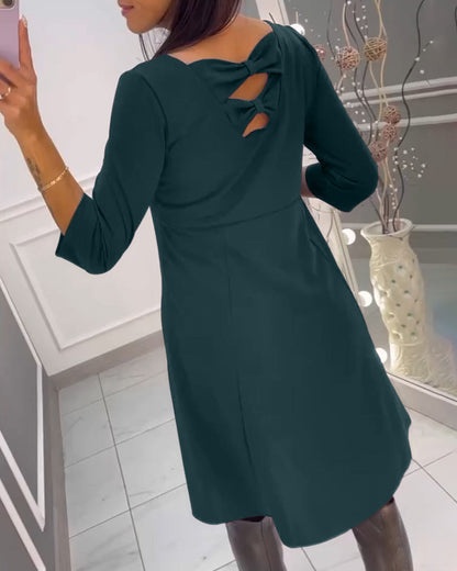 A-lijn Jurk - Elegant - Katoenmix met Strik - Perfect voor Lente, Herfst en Winter