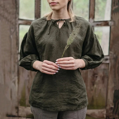 Jazmy - Blouse en lin à manches longues pour femme